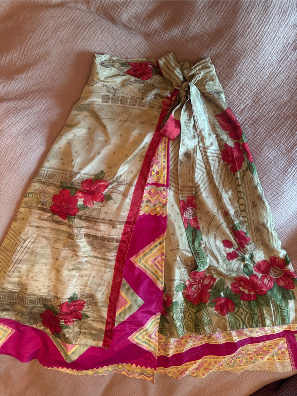 Earthbound Trading Co. Reversible Floral Sari Wrap Skirt Boho Cottagecore